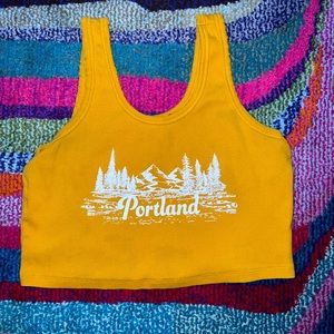 Yellow Graphic Tank Top Crop Top